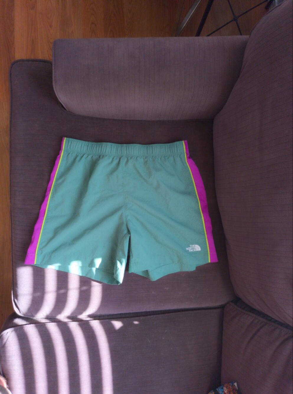The North Face Green Athletic Shorts with Pink Side Panels